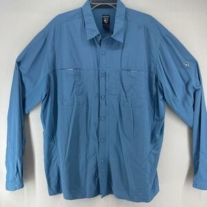 Kuhl Shirt Lightweight Vented Mens XL Teal Fishing Hiking Nylon Roll Tab
